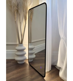 Зеркало прямоугольное с подсветкой, сенсор на касание с закругленными углами с  УФ-окантовкой, 45х77 см черное Smartphone Emze