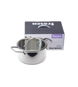 Кастрюля из нержавеющей стали 3,6 л/20 см со стеклянной крышкой BB102419