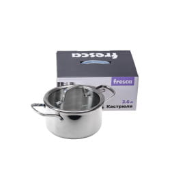 Кастрюля из нержавеющей стали 2,6 л/18 см со стеклянной крышкой BB102418