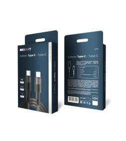 Кабель Type-C - Type-C, 3A, 60Вт, 1 м (в черной нейлоновой оплетке) REXANT 18-7071