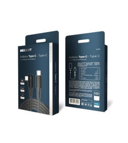 Кабель Type-C - Type-C, 5А, 100Вт, 1 м (в черной нейлоновой оплетке, с угловым штекером и световой индикацией) REXANT 18-7070