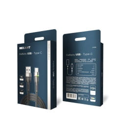 Кабель USB-A – Type-C 3А 18Вт 1 м (в черной нейлоновой оплетке, с LED подсветкой) REXANT 18-7065
