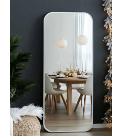 Зеркало прямоугольное с закруглёнными углами в белой УФ-окантовке, 45х77 см Emze UV.SMART.45.77.BEL