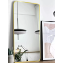 Зеркало прямоугольное с подсветкой, сенсор на касание с закругленными углами с УФ-окантовкой, 50х100 см золото Emze (LED.UV.SMART.50.100.AUR) 