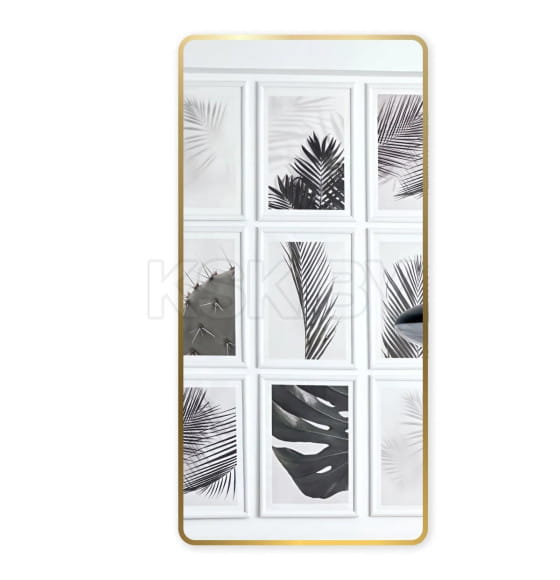 Зеркало прямоугольное с подсветкой, сенсор на касание с закругленными углами с УФ-окантовкой, 50х100 см золото Emze (LED.UV.SMART.50.100.AUR) 