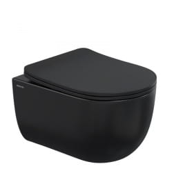 Комплект Berges: инсталляция Visam Slim 525 кнопка L5 soft touch черный, унитаз VENTAS Black Rimless 49 см, сиденье Black Slim SO