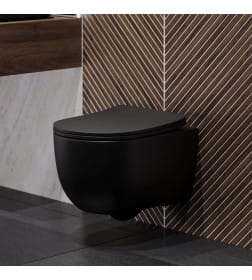 Комплект Berges: инсталляция Visam Slim 525 кнопка L5 soft touch черный, унитаз VENTAS Black Rimless 49 см, сиденье Black Slim SO