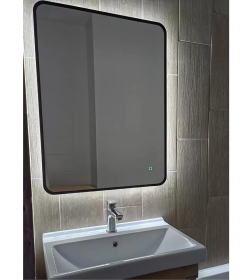 Зеркало с подсветкойс черной УФ-окантовкой, 60х80 см (бесконтактное включение) Emze LED.UV.SMART.60.80.CHE.4K