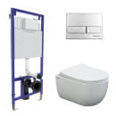 Комплект Berges: инсталляция Visam Slim 525, кнопка L3 хром глянец, унитаз VENTAS Rimless, сиденье дюропласт (EX-043237) 