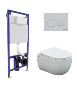 Комплект Berges 043239: инсталляция NOVUM525, кнопка О1 белая, унитаз VENTAS Rimless, сиденье дюропласт Ventas Slim SO