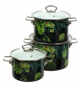 Набор кастрюль Тропическая ночь-5-1-Элит 2,4/3,4/5 л (черный) 72315-ТРОПИЧЕСКАЯ НОЧЬ