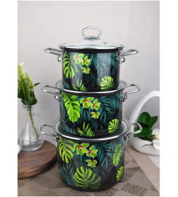 Набор кастрюль Тропическая ночь-5-1-Элит 2,4/3,4/5 л (черный) 72315-ТРОПИЧЕСКАЯ НОЧЬ