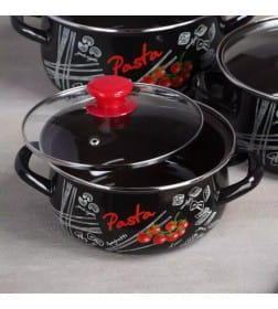 Набор кастрюль Болоньезе-1-ЭКСТРА 2/3/4 л (черный) 61915-БОЛОНЬЕЗЕ