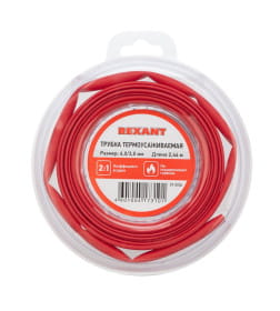 Трубка термоусаживаемая 6,0/3,0 мм 2,44 м (красная) REXANT 29-0034