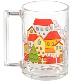 Кружка стеклянная "Фитнес. Домики" 320 мл/11 см O0525