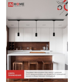 Светильник трековый подвесной TP-GU10 SBM-BL 100 мм, шнур 1 м (черный) IN HOME 4690612056319