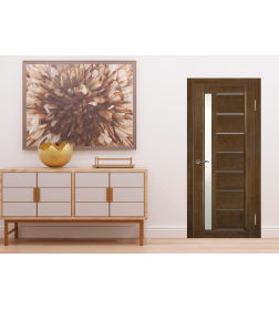 Дверное полотно Вега 9 ЧО Темный орех 2000х800х40мм (массив сосны)