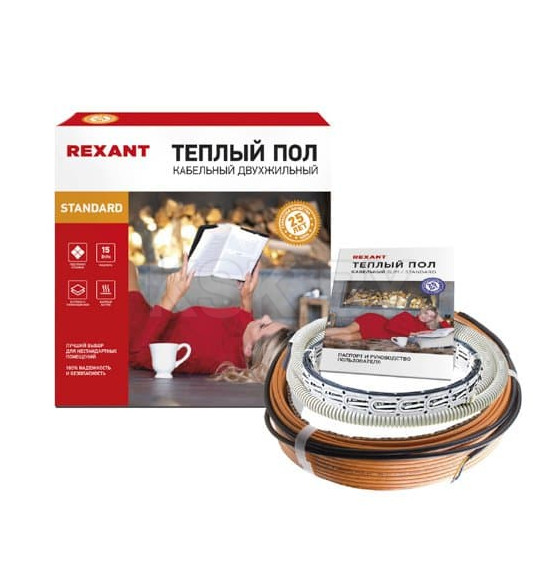 Теплый пол Standard RND-140-2100 2100Вт 140 м 13,0-17,5 м2 (двухжильный) REXANT 51-0521-3 (51-0521-3) 