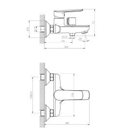 Смеситель Esko Lagos Gun Meta для ванны, LG 54GM