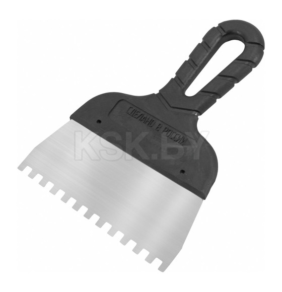 Шпатель зубчатый нержавеющий 150 мм с черной ручкой (зуб 6х6мм) DECOR 311-2150 (311-2150) 