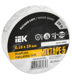 Изолента 0.18х19мм 20м MIXTAPE 5 белая IEK