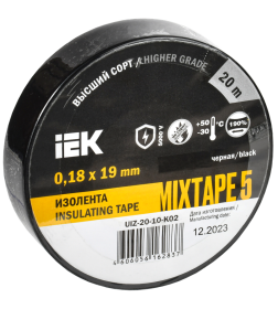 Изолента 0.18х19мм 20м MIXTAPE 5 черная IEK