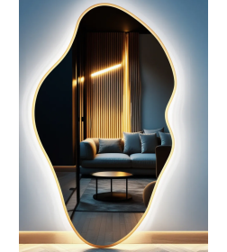 Зеркало овальное с подсветкой сенсор на касание в золотой УФ-окантовке, 45х77 см Emze LED.UV.45.77.AUR