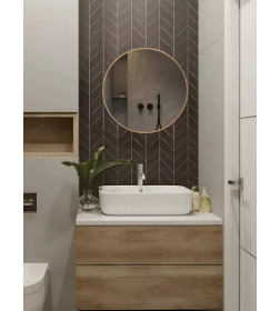 Зеркало круглое с дуб УФ-окантовкой, 60 см Emze UV.60.60.DUB