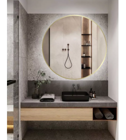 Зеркало круглое с золотой УФ-окантовкой и подсветкой, 70 см (бесконтактное включение) Emze LED.UV.70.70.AUR.MOTION