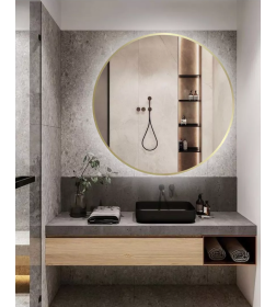 Зеркало круглое с золотой УФ-окантовкой и подсветкой, бесконтактное включение, 90 см Emze LED.UV.90.90.AUR.MOTION