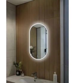 Зеркало овальное с подсветкой сенсор на касание в белой УФ-окантовке, 45х77 см Emze LED.UV.45.77.BEL