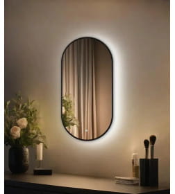 Зеркало овальное с подсветкой сенсор на касание в чёрной УФ-окантовке, 45х77 см Emze LED.UV.45.77.CHE