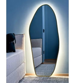 Зеркало фигурное с золотой УФ-окантовкой и подсветкой 49х115 см Emze LED.UV.NF.49.115.AUR.4K