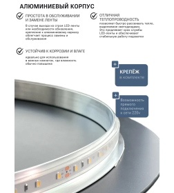 Зеркало фигурное с подсветкой в золотой УФ-окантовке 45х77 см Emze LED.UV.NF.45.77.AUR.SW.4K