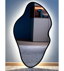 Зеркало фигурное с подсветкой в черной УФ-окантовке 45*77 см Emze LED.UV.NF.45.77.CHE.SW.4K