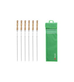 Набор шампуров угловых 650 мм с деревянной рукояткой, в чехле (6 шт.) Camping Palisad 69752