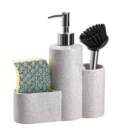 Дозатор для жидкого мыла керамический "Минимал" 350 мл с подставками для мочалки и щетки 25630484