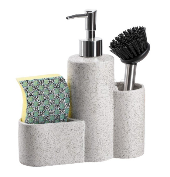 Дозатор для жидкого мыла керамический "Минимал" 350 мл с подставками для мочалки и щетки 25630484 (25630484) 