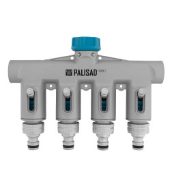 Разветвитель четырёхканальный с внутренней резьбой 3/4" (алюминий) LUXE Palisad 65833