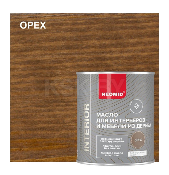 Масло деревозащитное NEOMID Premium Interior, орех, 2 л