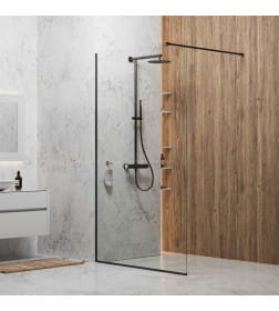 Душевая стенка 800х2000 мм (прозрачное стекло 8 мм, профиль черный матовый) BERGES SKY BLACK 064008