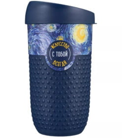 Стакан пластмассовый синий 550 мл с крышкой 435254017