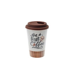 Стакан фарфоровый 410 мл с силиконовой крышкой BB102330