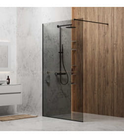 Душевая стенка BERGES SKY BLACK 800x2000 мм тонированное стекло, 8 мм, профиль черный