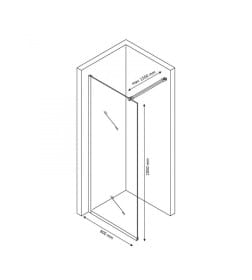 Душевая стенка BERGES SKY BLACK 800x2000 мм тонированное стекло, 8 мм, профиль черный