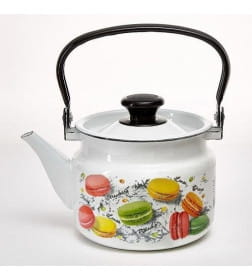 Чайник эмалированный цилиндр 2 л белый/Цветное печенье 42704-102/6-У4БлПеч