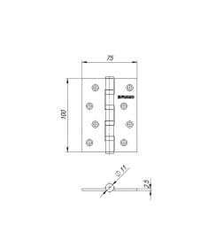 Петля универсальная Fuaro IN4400U SSC (4BB 100*75*2.5) сатинированный хром (упаковка 2шт.)