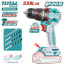 Дрель-шуруповерт аккумуляторная ударная TOTAL TIDLI205581 (TIDLI205581) 