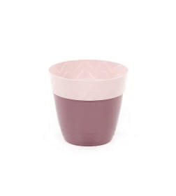 Горшок цветочный "Милана" Ø170 мм с поддонником-стаканом - 2 л (горшок светло-кремовый, поддонник бледно-бордовый), пластик