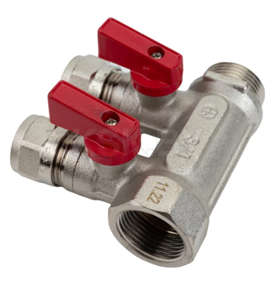 Коллектор резьбовой с кранами FM 3/4",1/2"х2 AQUALINK СС02424 (СС02424) 